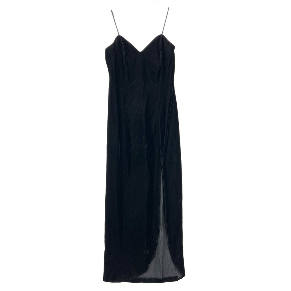 VTG Black Velvet Maxi Dress 14 Whimsy Goth Witchy Dark Fairy Y2K 90s Sleeveless